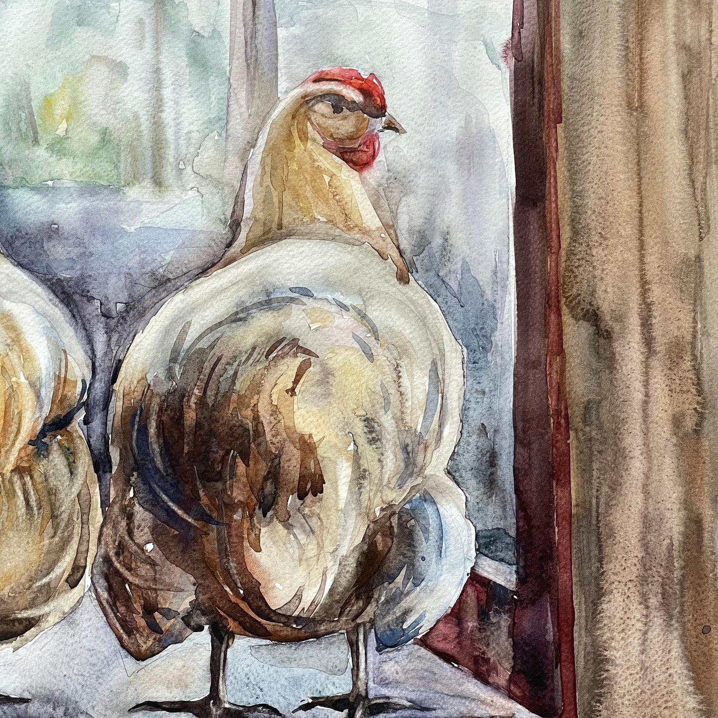 Chickens. Three friends.