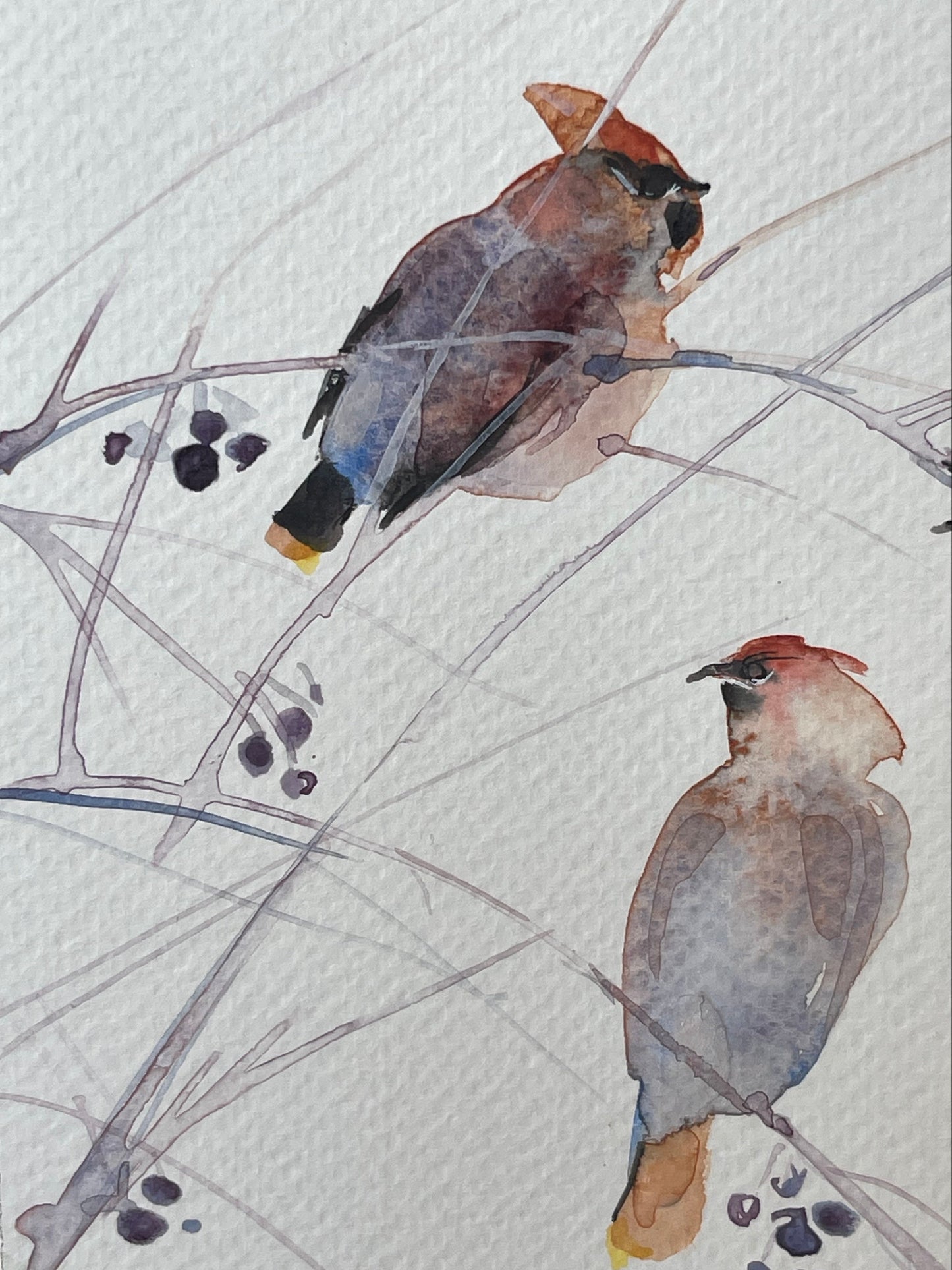 Waxwing Flock Painting