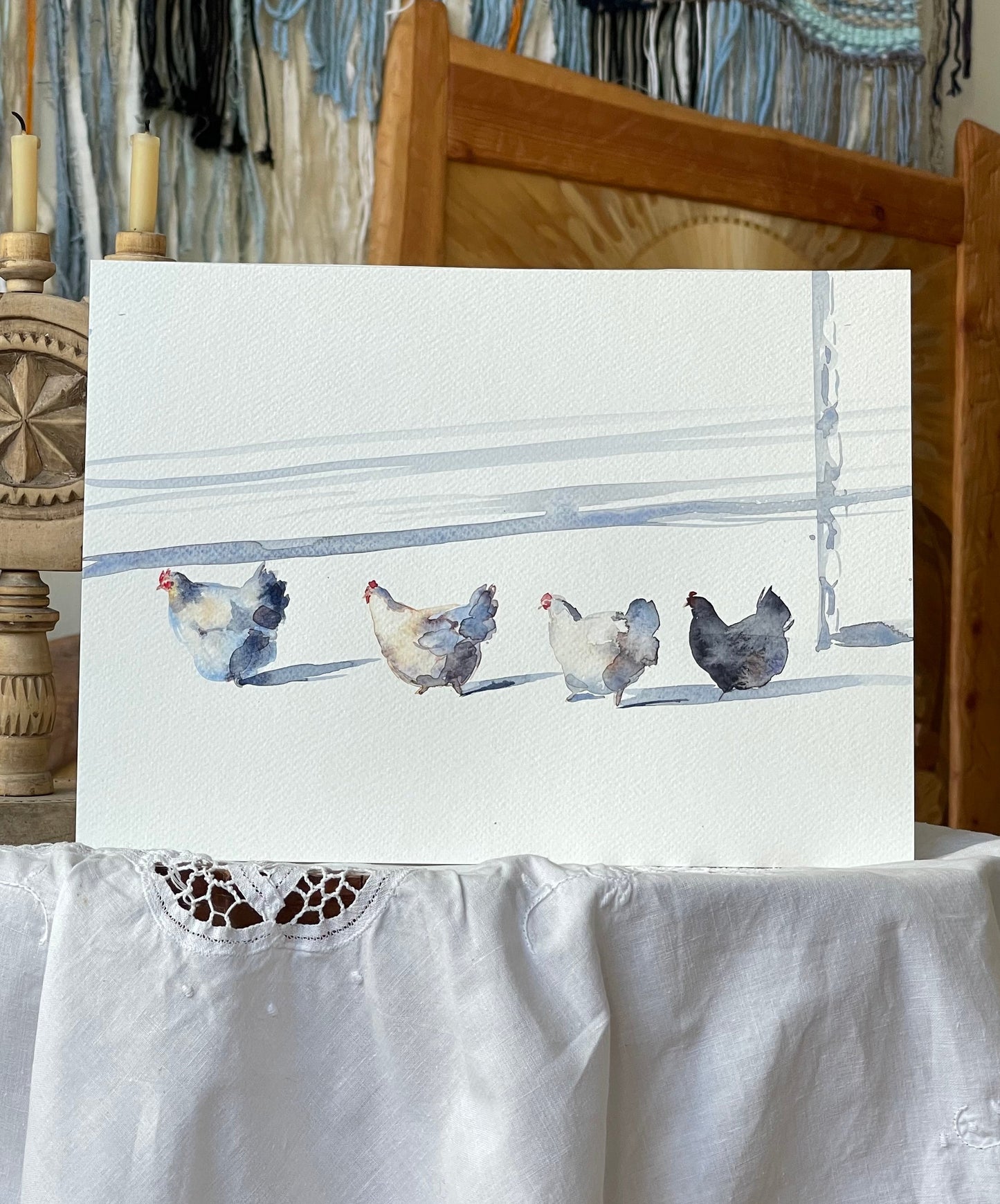 Hens in the Snow