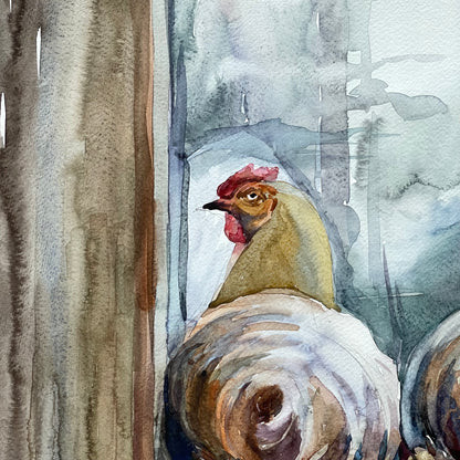 Chickens. Three friends.