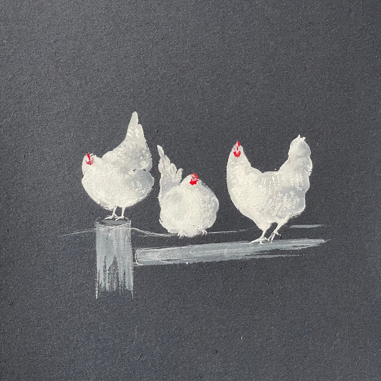 White Hens on black