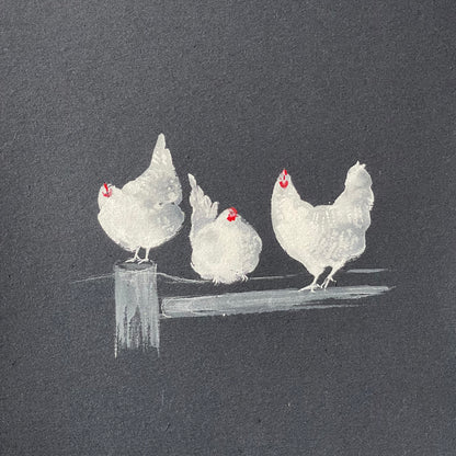 White Hens on black
