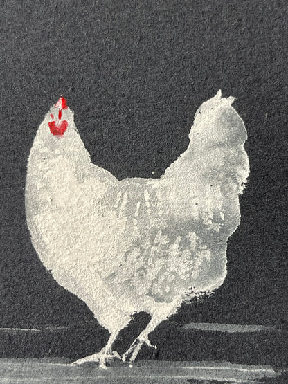 White Hens on black