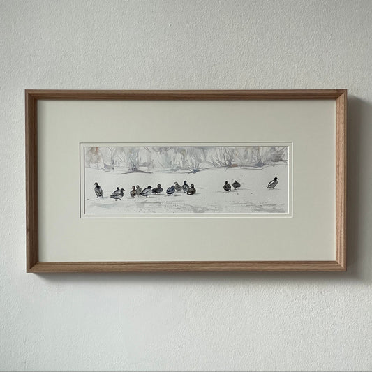 Ducks on a Snowy Field