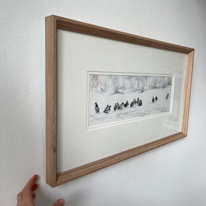 Ducks on a Snowy Field