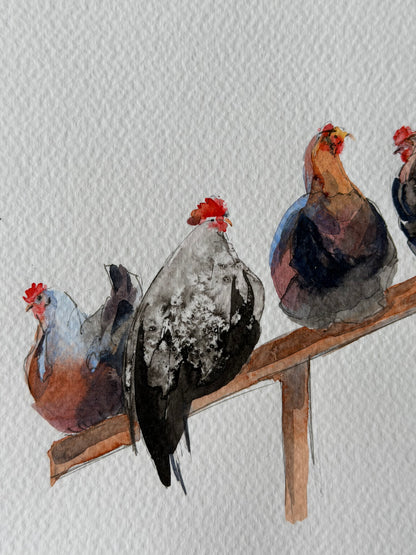 Chickens on a Perch