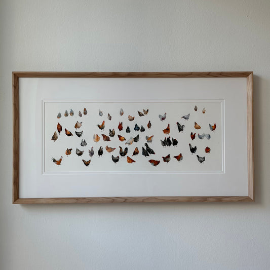 Chickens — The 62 – Framed Watercolour Artwork