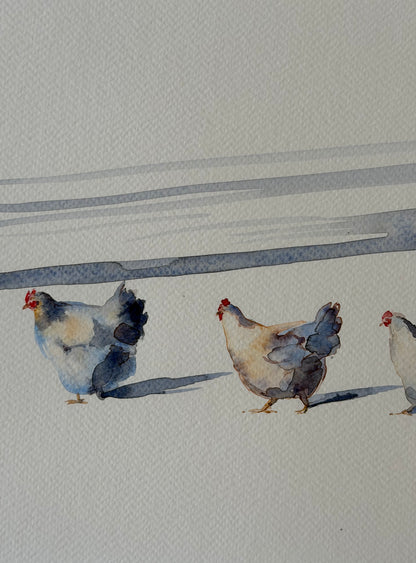 Hens in the Snow