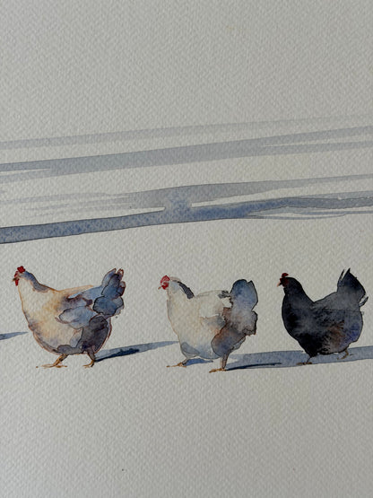 Hens in the Snow