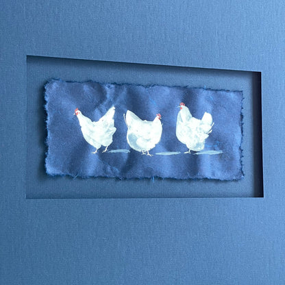 Three White Hens