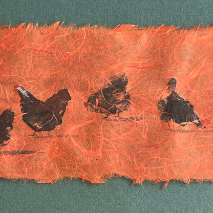 Hens On Red Fibres