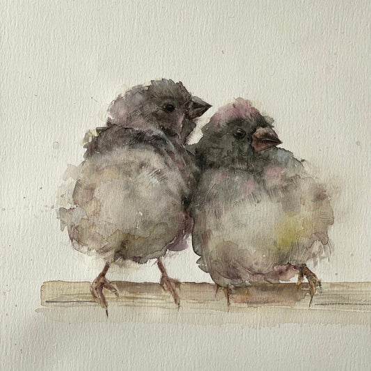 Little Chirps: Baby Birds in Watercolour. Painting
