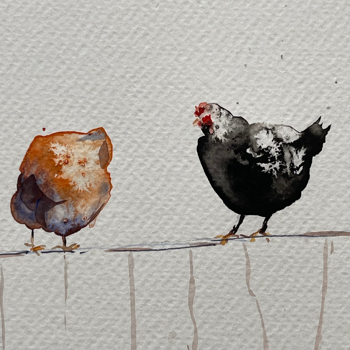 Chickens On A Fence.