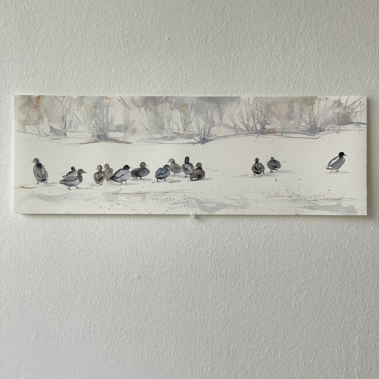 Ducks on a Snowy Field