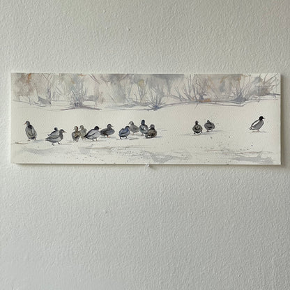 Ducks on a Snowy Field