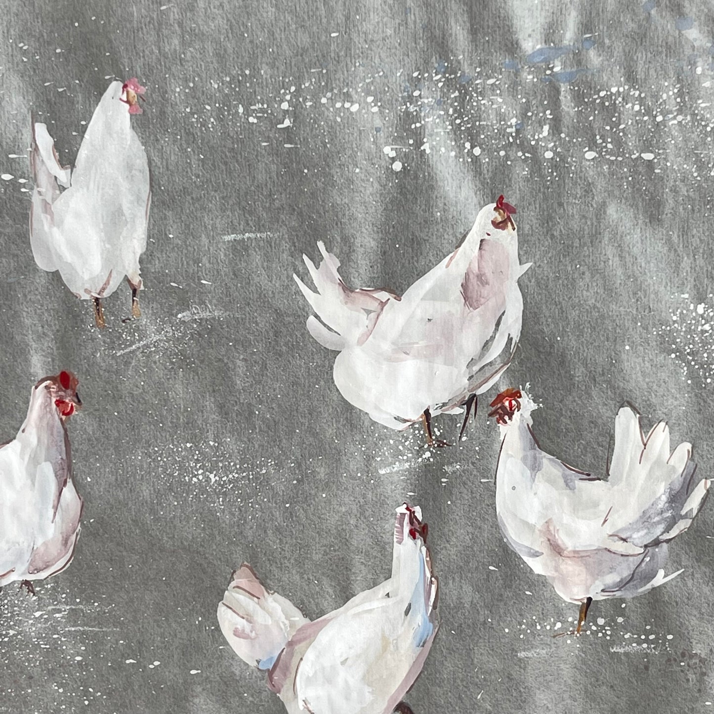 White Hens, White on White