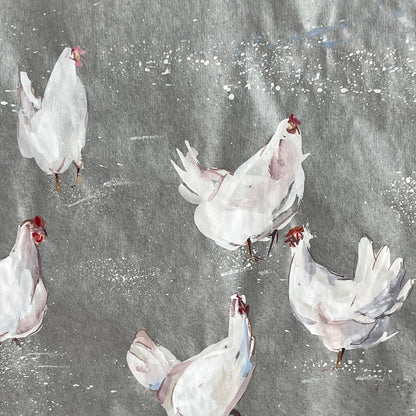 White Hens, White on White