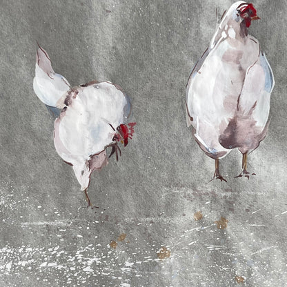 White Hens, White on White