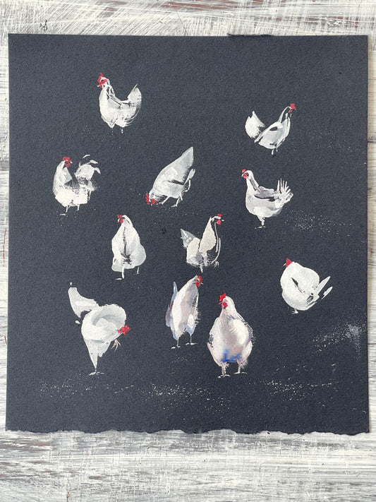 Chickens in contrast.