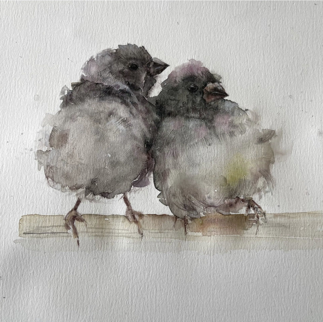 Little Chirps: Baby Birds in Watercolour. Painting